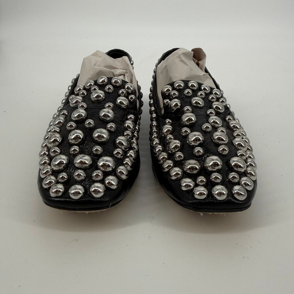 Zara Women's Black Leather Studded Block Heel Loafers Shoes Size 36 - Picture 7 of 9